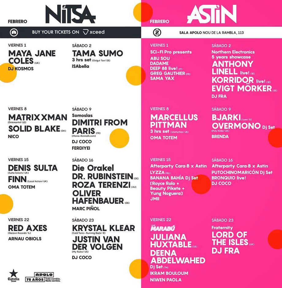 nitsa club astin febrero february lineup tickets entradas xceed