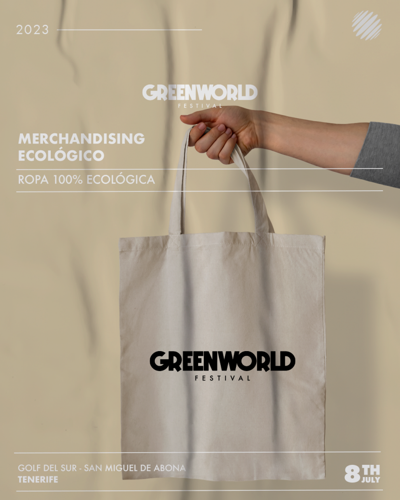 Artwork of GreenWorld Festival 2023 eco-friendly merchandising
