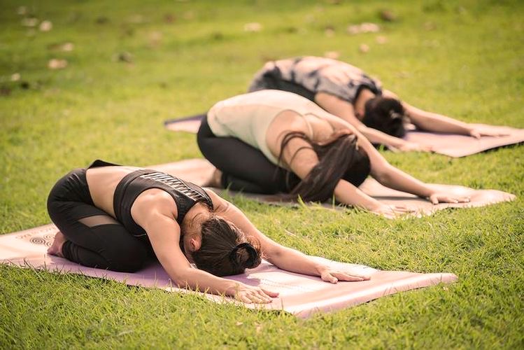 Yoga session at Limbo Festival in Tuscany, Italy