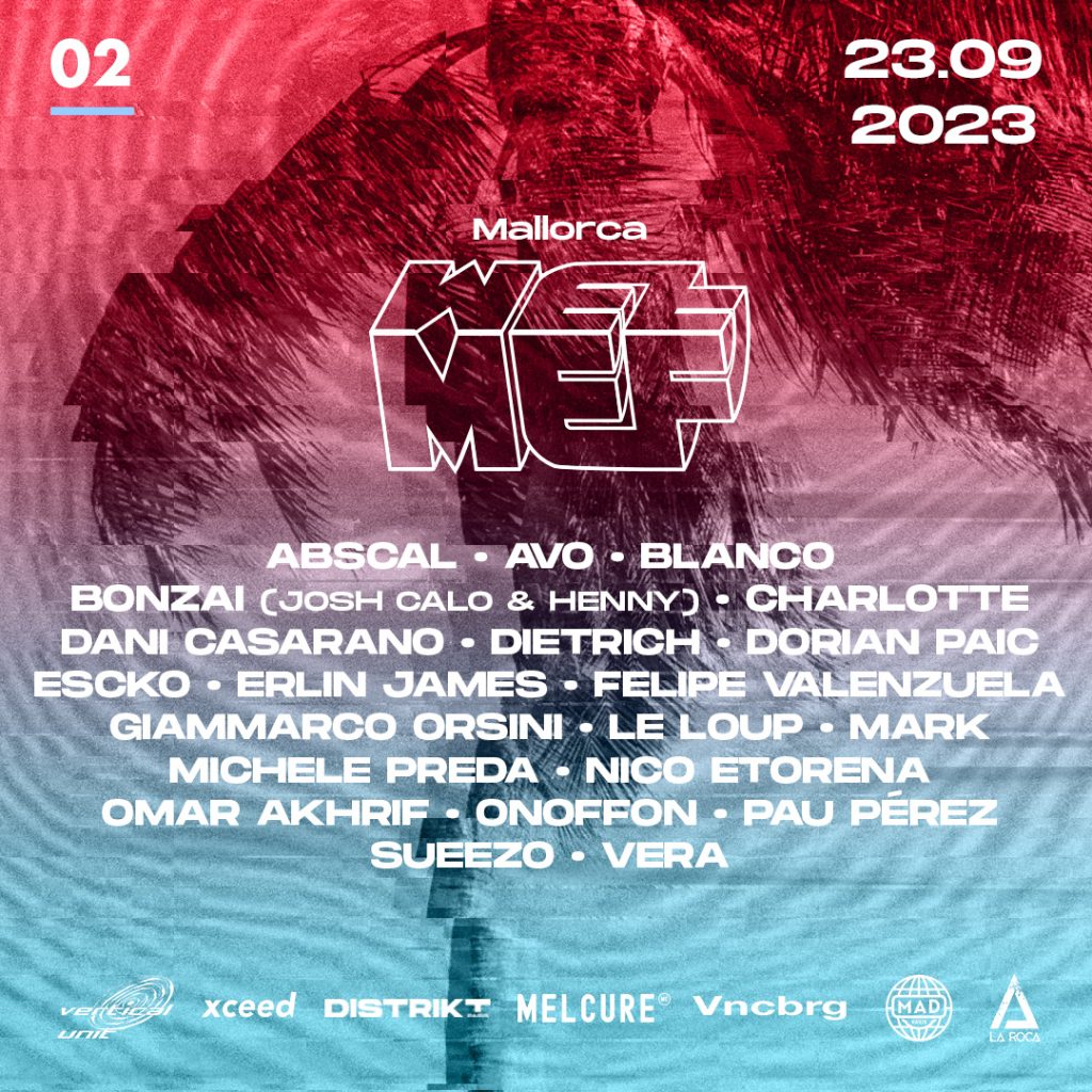 Flyer design with the line-up of MEF Fest Mallorca 2023 edition