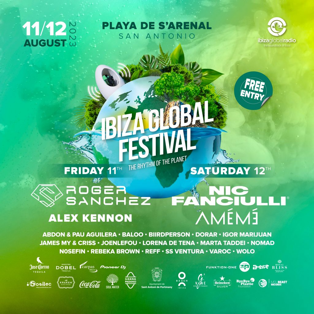 Artwork design with the line up of Ibiza Global Festival 2023