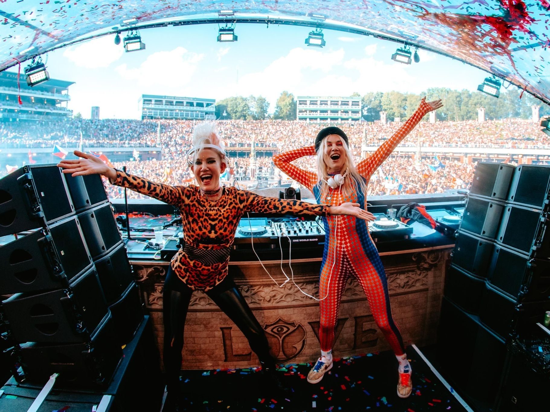 Tomorrowland 2023 highlights with Miriam and Olivia Nervo, Australian sisters and djs playing at the mainstage in Boom, Belgium