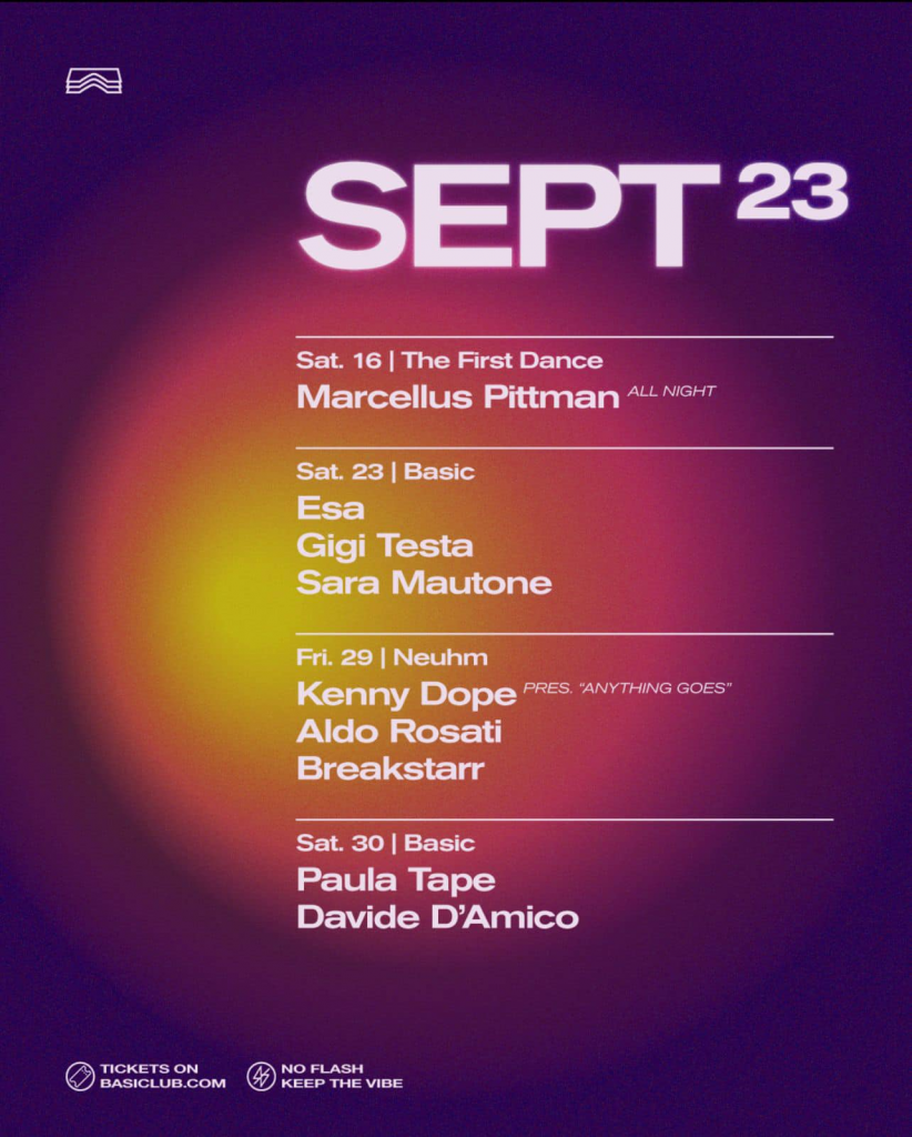 Artwork for Basic Club september in Naples with the line up
