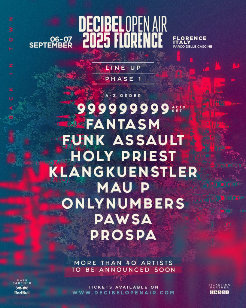 Decibel Open Air 2025 artwork design with Pawsa, Prospa, Mau P and more. Tickets on XCEED