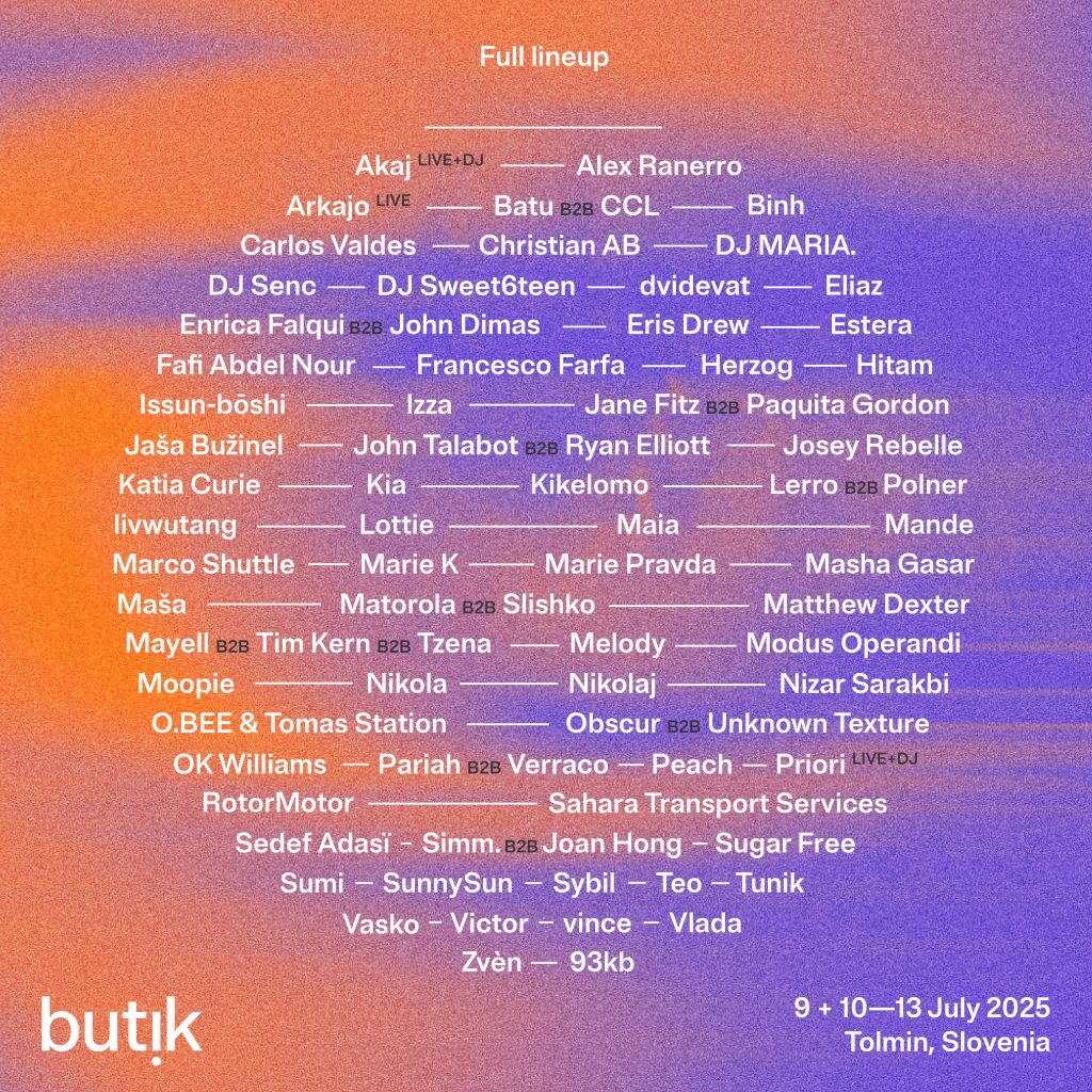 Butik Festival Slovenia 2025 lineup poster