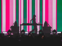 MIRA Festival 2025 striped pink visuals on stage