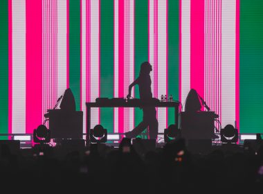 MIRA Festival 2025 striped pink visuals on stage