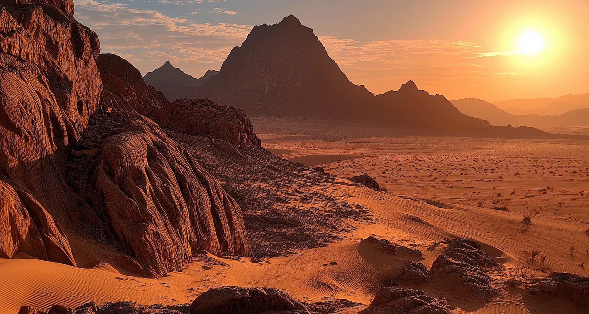 Sunset at Khoroum Valley in Sinai Desert Egypt