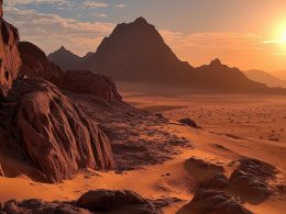 Sunset at Khoroum Valley in Sinai Desert Egypt