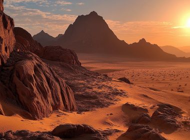 Sunset at Khoroum Valley in Sinai Desert Egypt