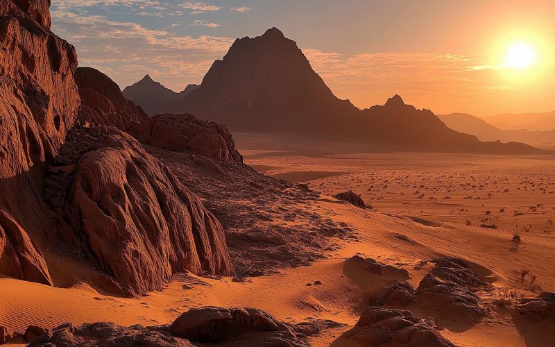 Sunset at Khoroum Valley in Sinai Desert Egypt