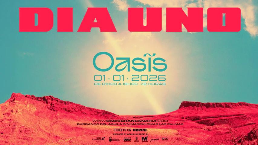 Flyer for the Dia Uno Oasis event on New Year's day in Gran Canaria