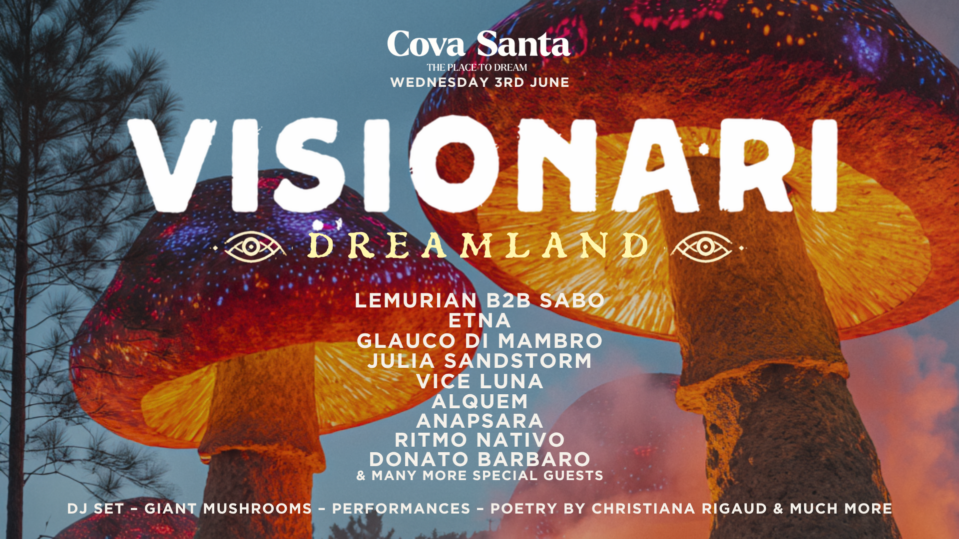 03.06  - VISIONARI @ COVA SANTA - Glauco Di Mambro, Sabo b2b Lemurian, Julia Sandstorm, Etna image