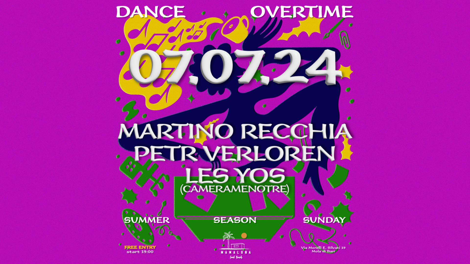 07.07 DANCEOVERTIME W// Martino Recchia + Petr Verloren + Les Yos  @Mamalunasoulbeach image