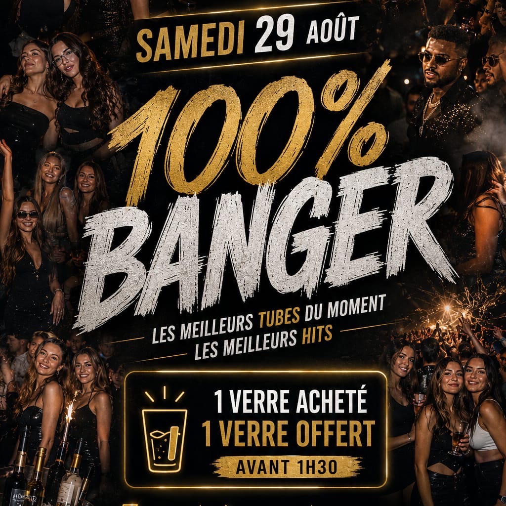 Affiche de la soirée 100% Banger au Hïght, boîte de nuit à Carnac