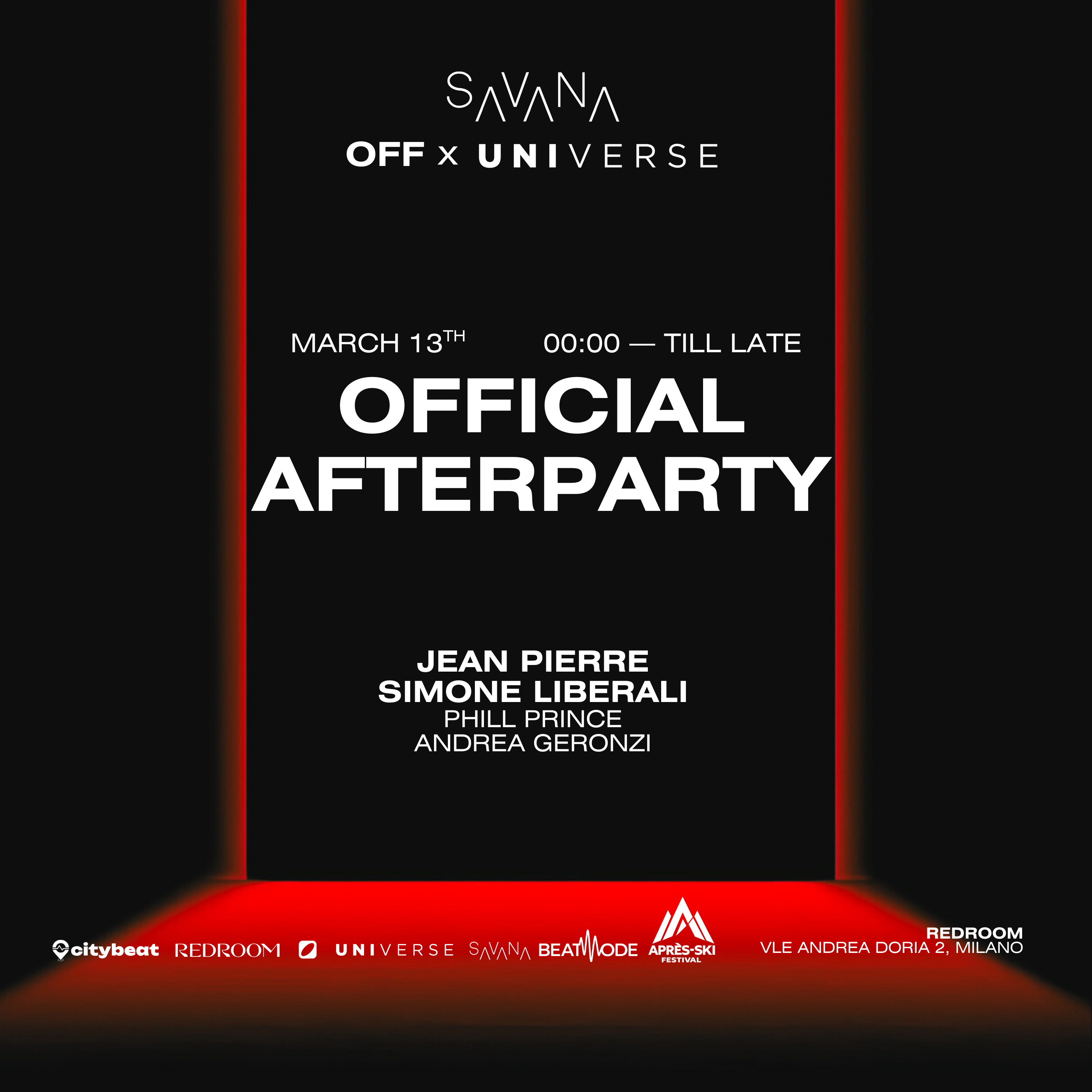 13/03 SAVANA x OFFUniverse @Red Room w/ Jean Pierre & Simone Liberali image