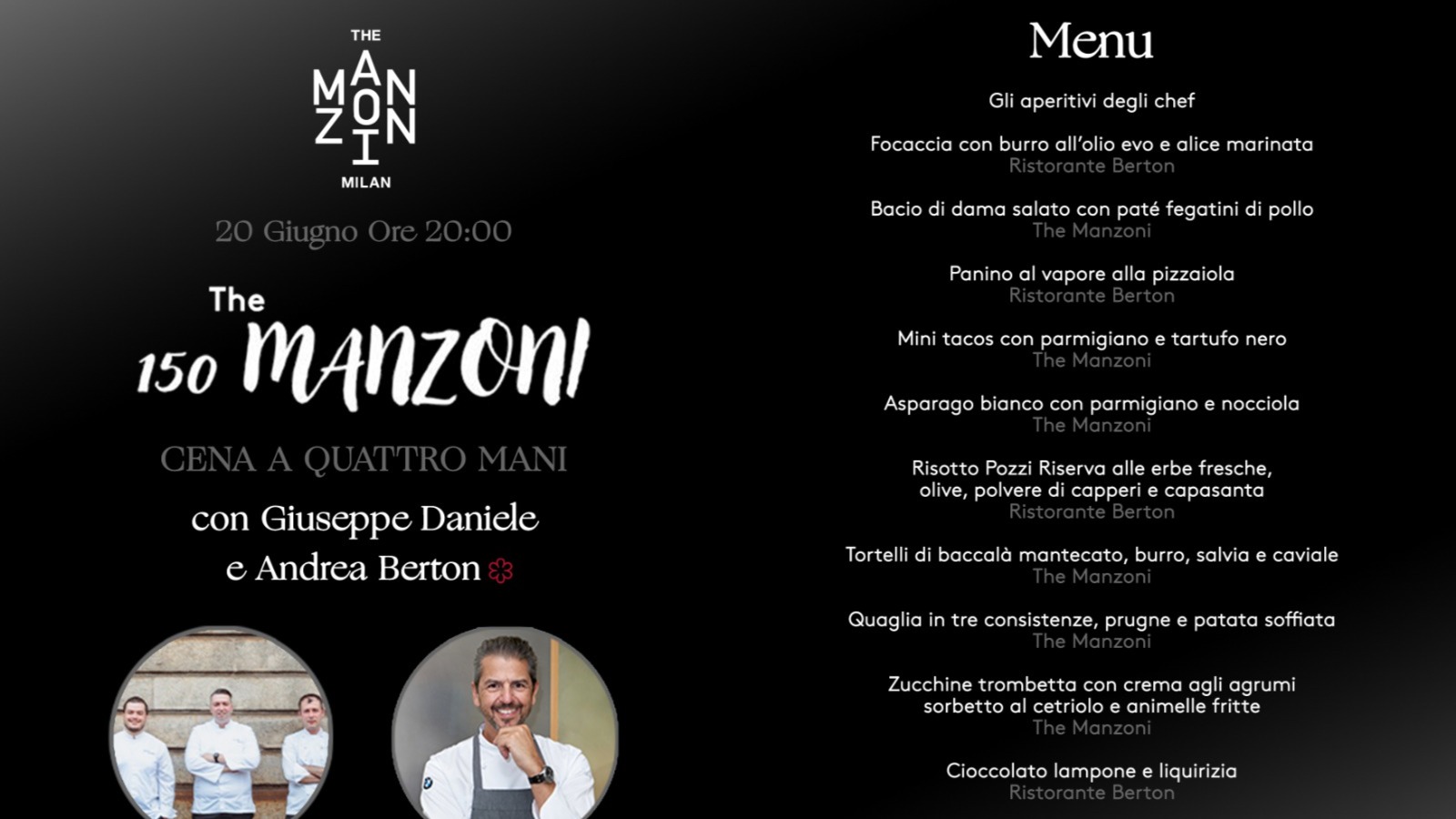 150 Anni The Manzoni - Cena a quattro mani - Andrea Berton image