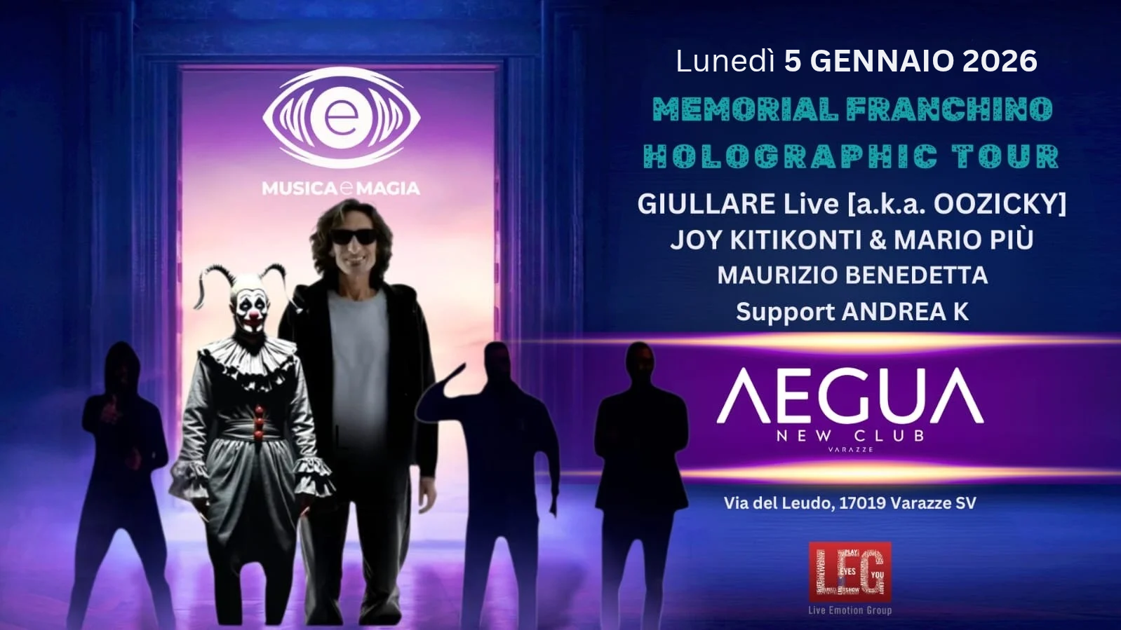 5 Gennaio 2026 - Memorial Franchino HOLOGRAPHIC TOUR - Musica e Magia- Aegua  Club image