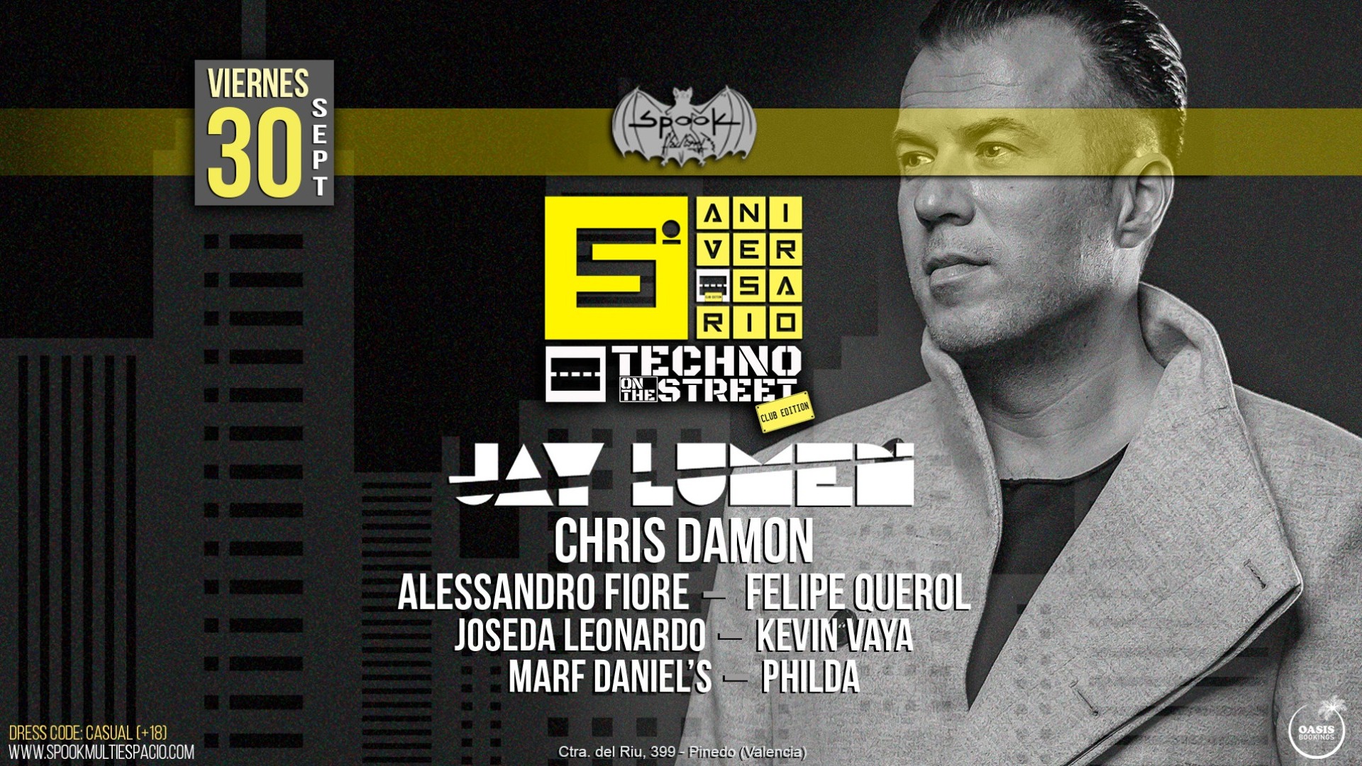 5º Aniv. TechnoOnTheStreet w/ Jay Lumen