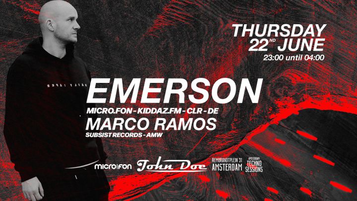 Cover for event: Amsterdam Techno Sessions with Emerson (Micro.Fon, Kiddaz.Fm, CLR) DE