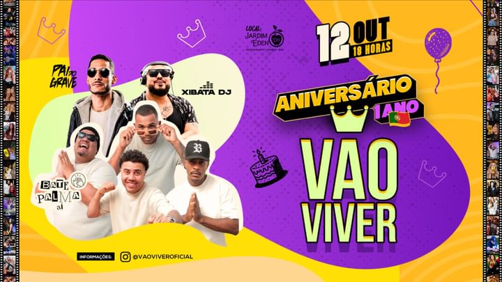 Cover for event: Aniversário #VaoViver 1 ANO!