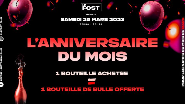 Cover for event: Anniversaire du Mois - Mars 
