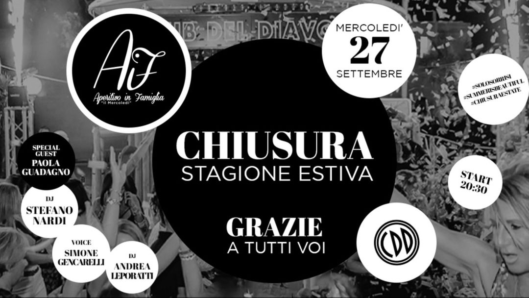 Cartel del evento Aperitivo in Famiglia Closing Party