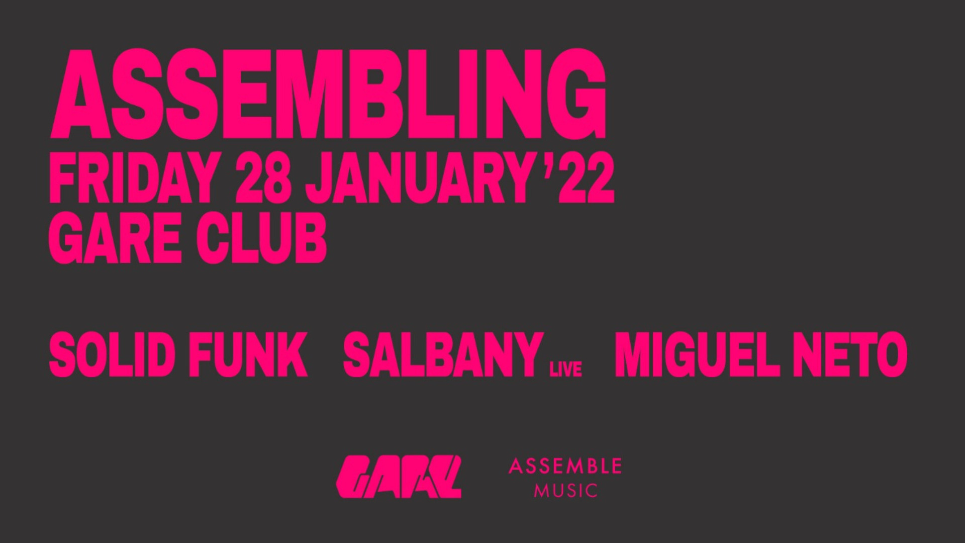 ASSEMBLE MUSIC * Solid Funk + Salbany live + Miguel Neto image