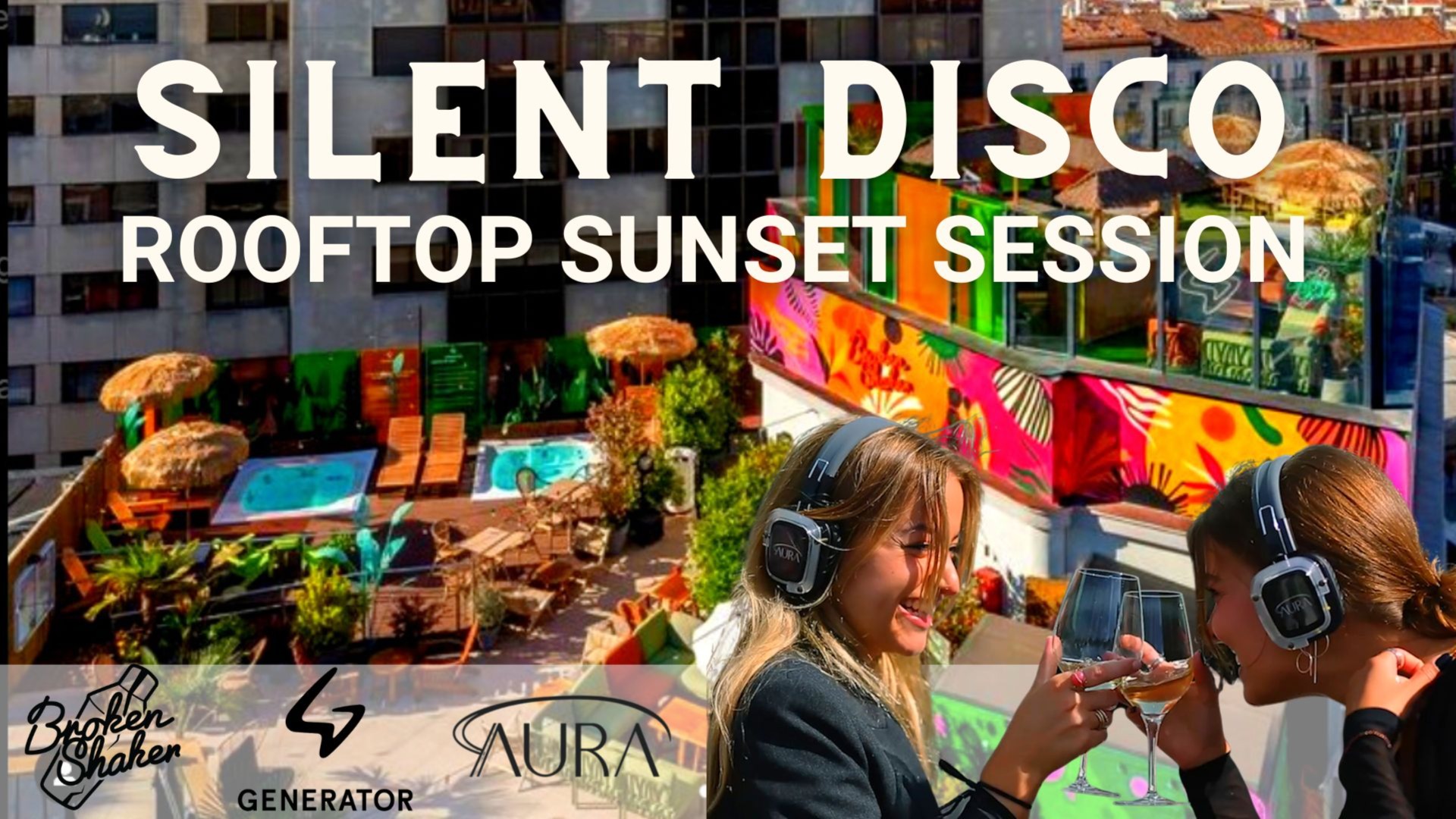 AURA Madrid - Silent Disco Rooftop Opening image