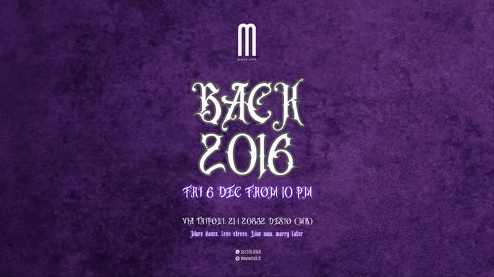 Cover for event: BACK TO 2016