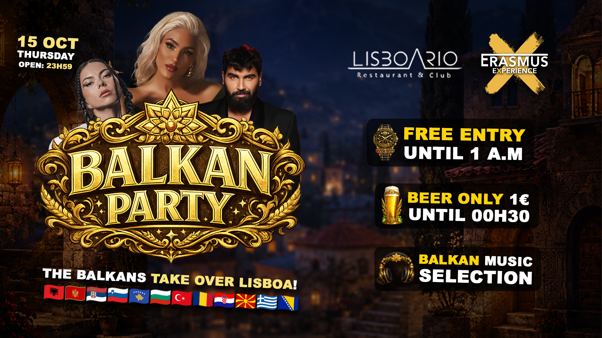 BALKAN PARTY 🇦🇱🇲🇪🇷🇸🇸🇮🇽🇰🇧🇬🇹🇷🇷🇴🇭🇷🇲🇰🇬🇷🇧🇦 - FREE ENTRY until 1:00am  image