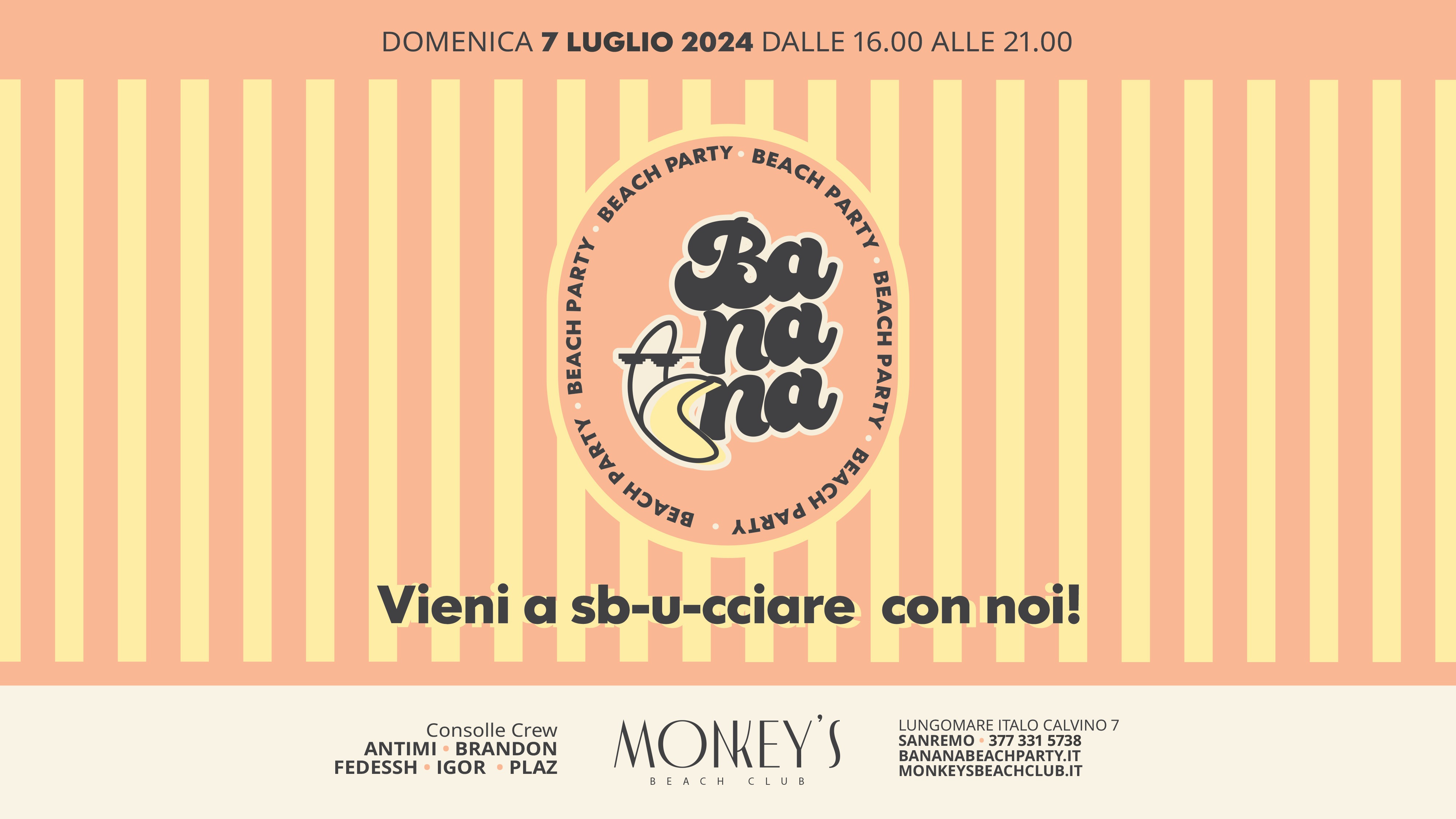 Banana Beach Party | Domenica 7 Luglio | Monkey's Beach Club image