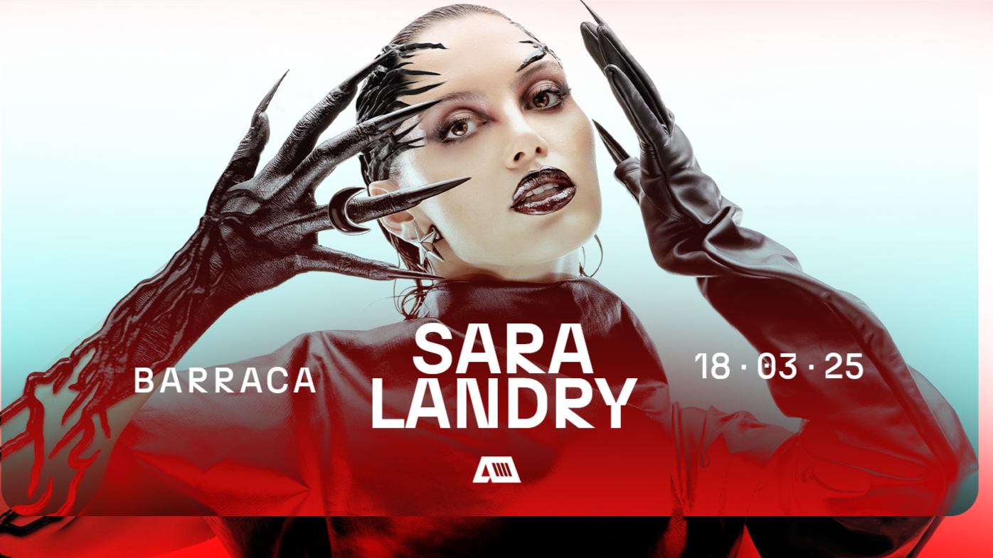 Official event poster for Sara Landry at Barraca on March 18, 2025, during Fallas in Valencia, Spain. 