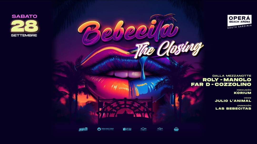 Cartell de l'esdeveniment Bebecita / Latin Music Show LA FESTA DI CHIUSURA DELLA STAGIONE - Sabato 28 Settembre