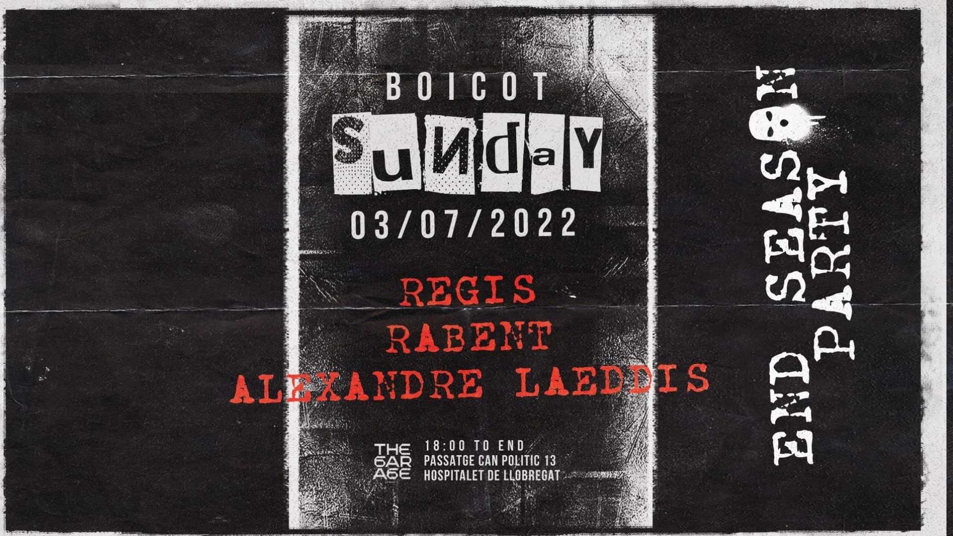BOICOT Sunday - Regis - End Season Party