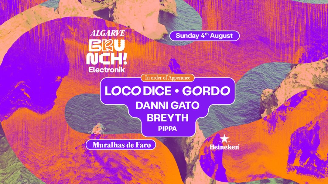 Cartel del evento Brunch Electronik Algarve 2024 - Loco Dice, Gordo, Danni Gato, Breyth, Pippa
