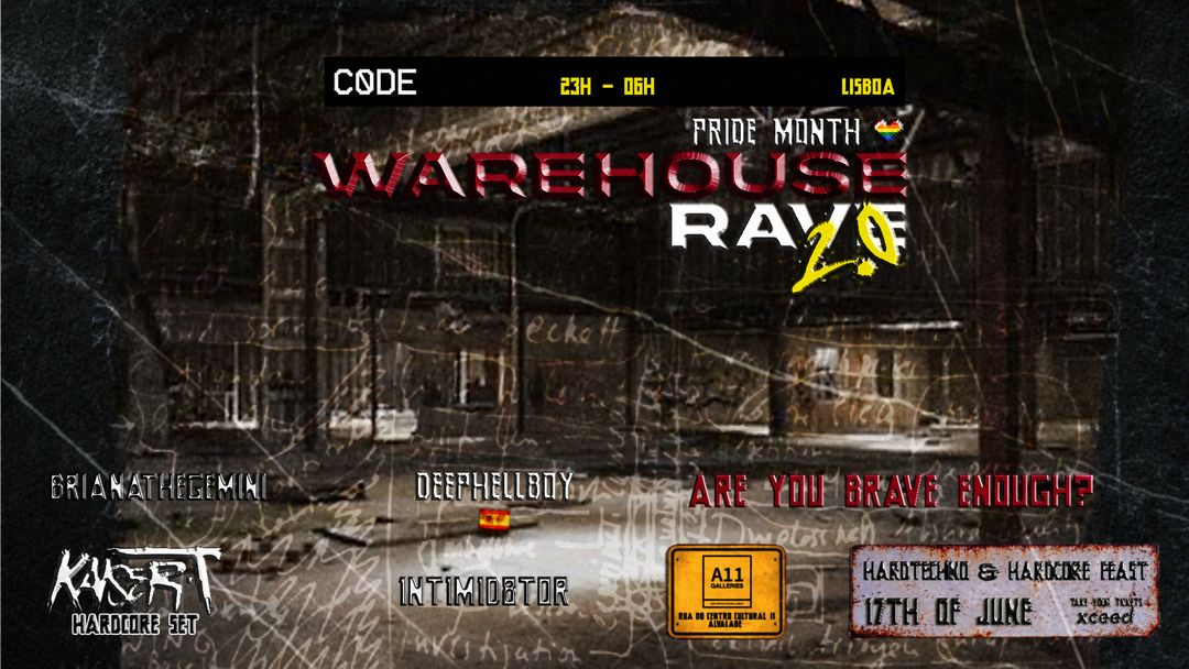 C0DE - WAREHOUSE RAVE 2.0 | HARDTECHNO & HARDCORE FEAST |  HARD EDITION -Eventplakat