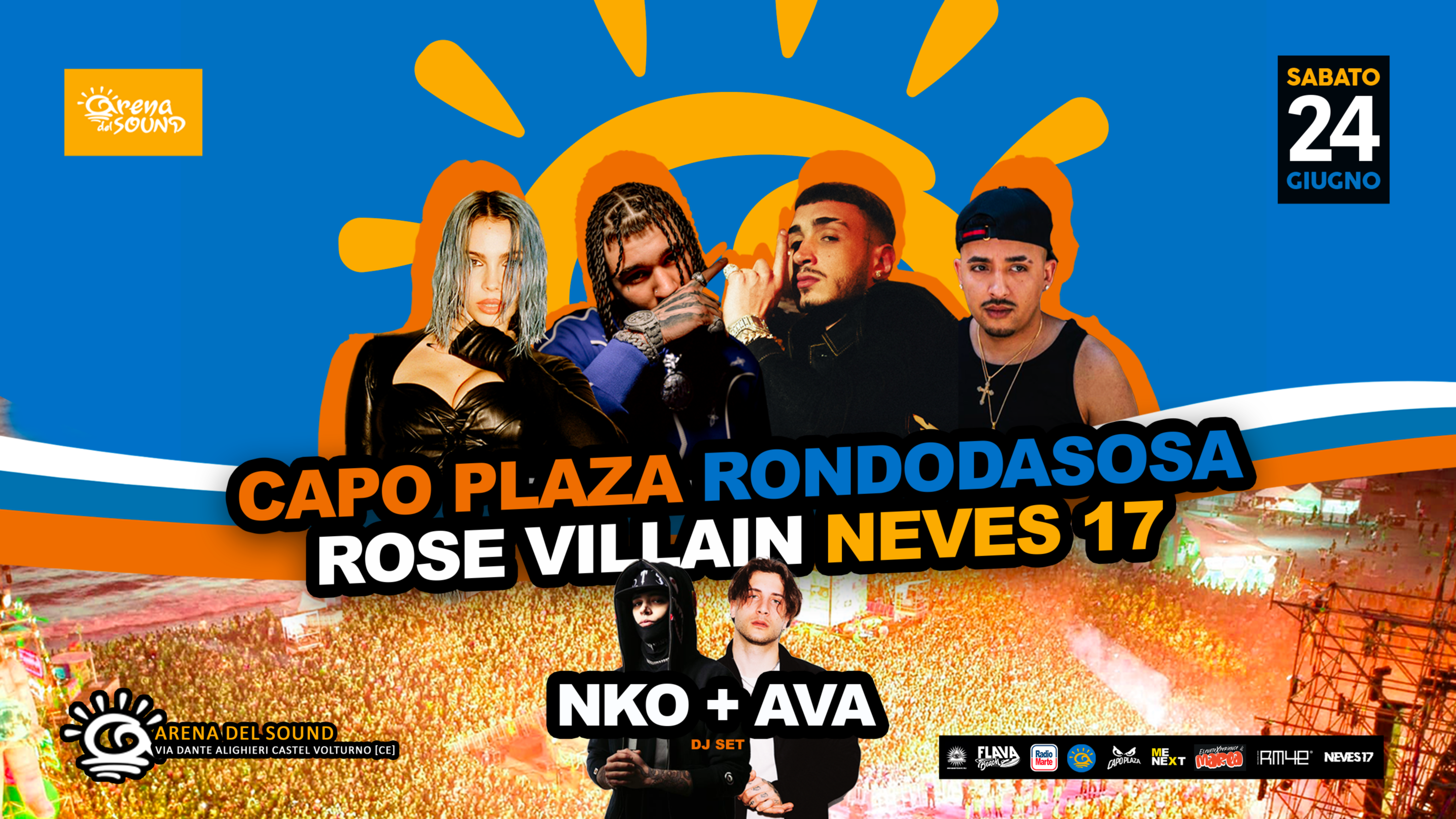 CAPO PLAZA, RONDODASOSA, ROSE VILLAIN, NEVES 17 + DJSET NKO - AVA @ ARENA DEL SOUND image