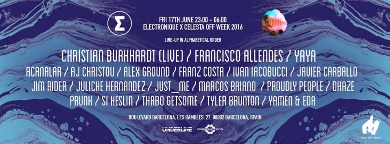 Christian Burkhardt live! presented by Electronique x Celesta | Off Week 2016 image