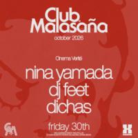 Cartel de Cinema Verité con Nina Yamada, DJ Feet y Dichas en Club Malasana