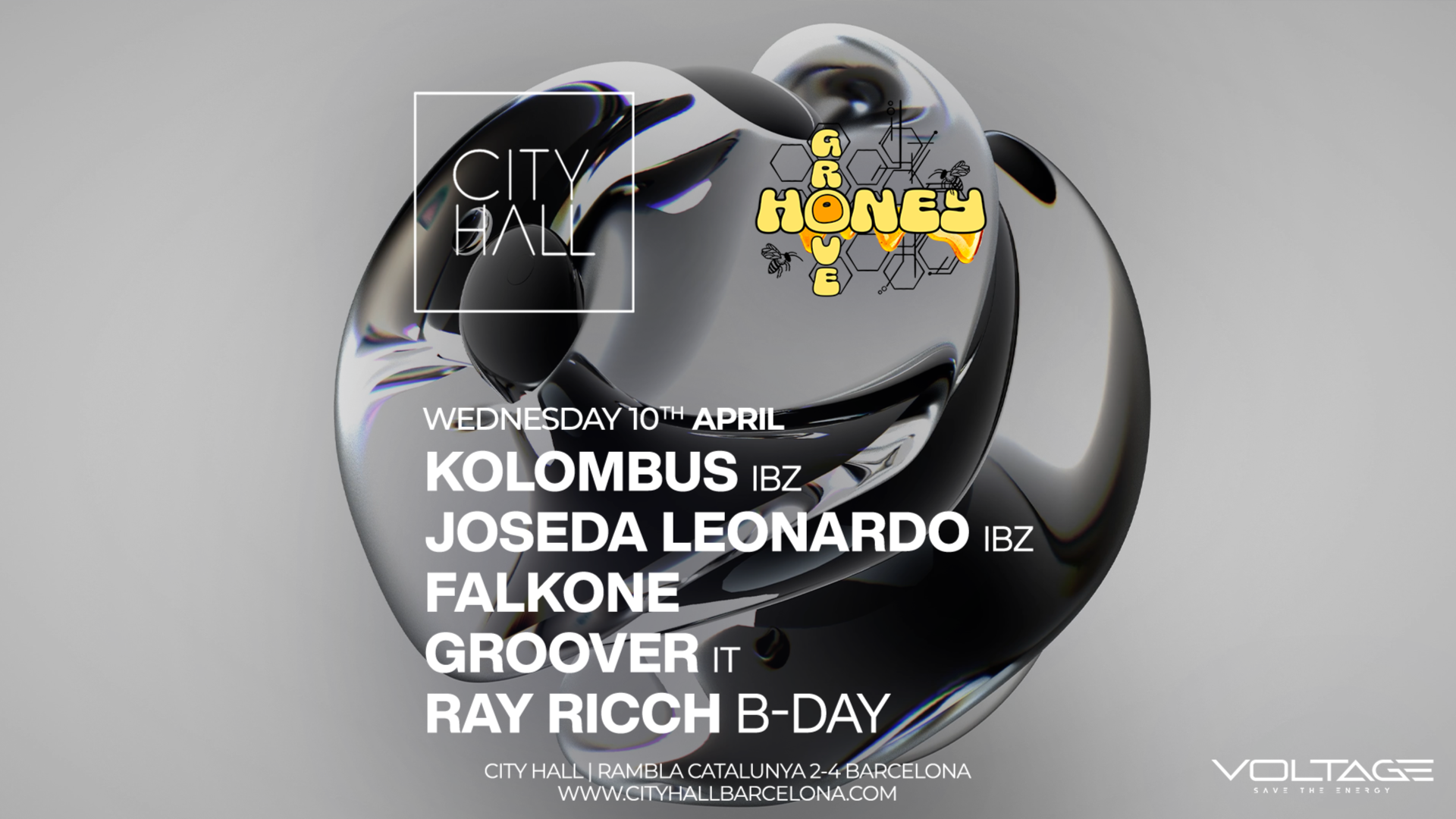 City Hall Wednesday pres . VOLTAGE w/ HONEY GROOVE l LAST FREE image