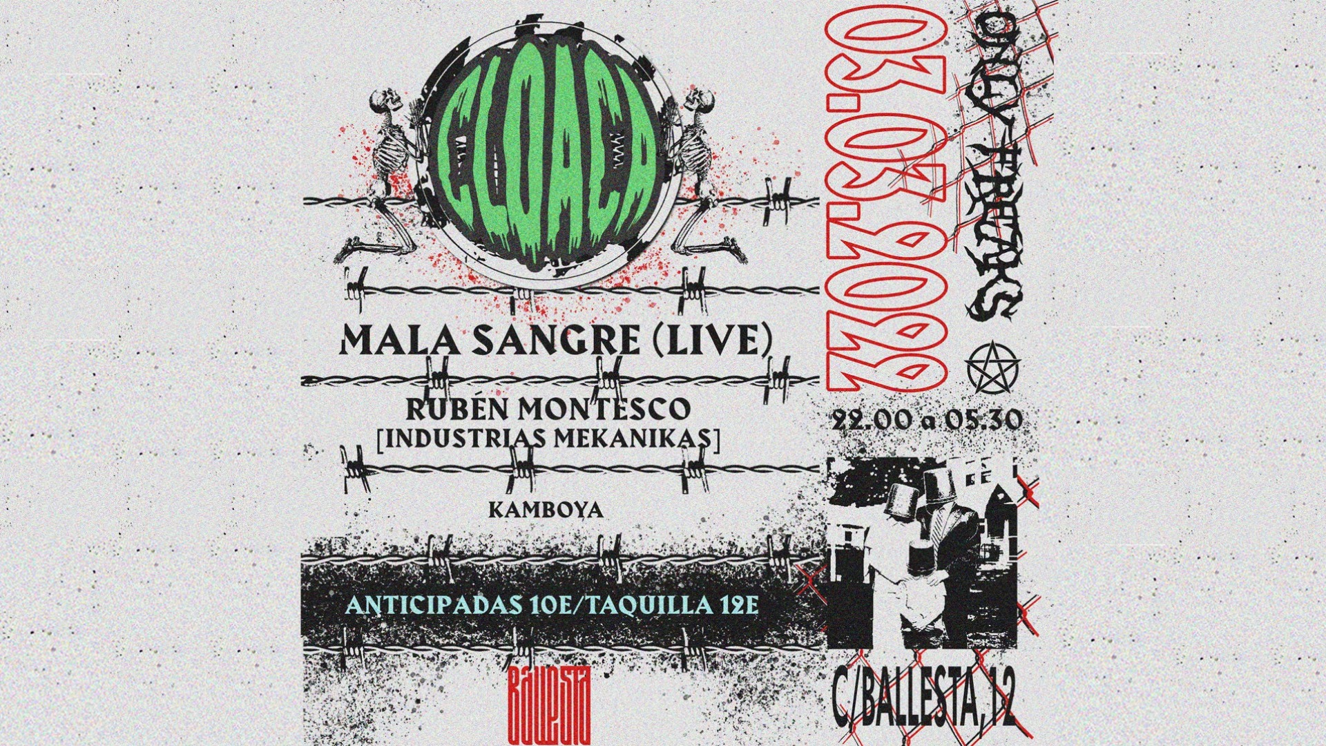 CLOACA:  MALA SANGRE live + Ruben Montesco + Kamboya image