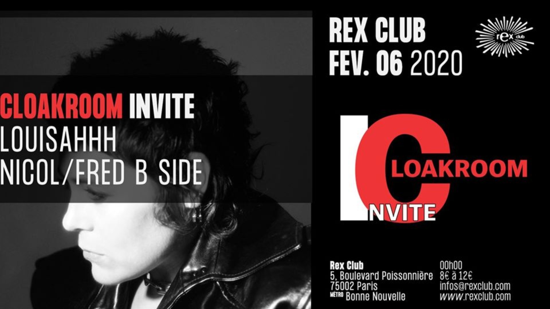 Cloakroom Invite: Louisahhh, Nicol, Fred B Side image