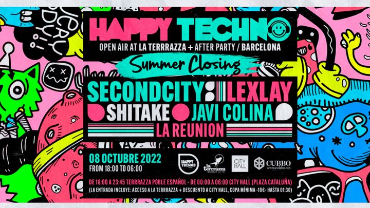 Cover for event: (CLOSING PARTY) HappyTechno Open Air at La Terrrazza Barcelona (+ Opción de Afterparty at City Hall)