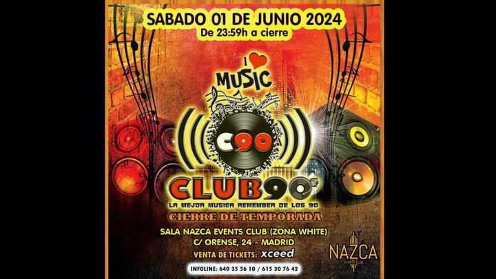Cover for event: CLUB 90 (ZONA WHITE) SABADO 1 junio