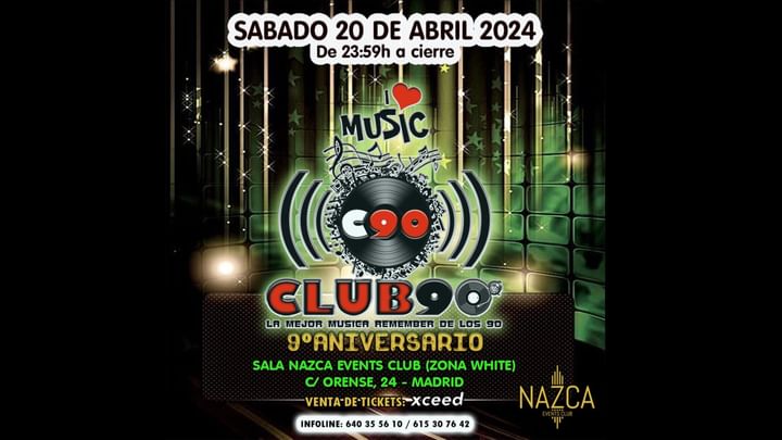 Cover for event: CLUB 90 (ZONA WHITE) SABADO 20 ABRIL