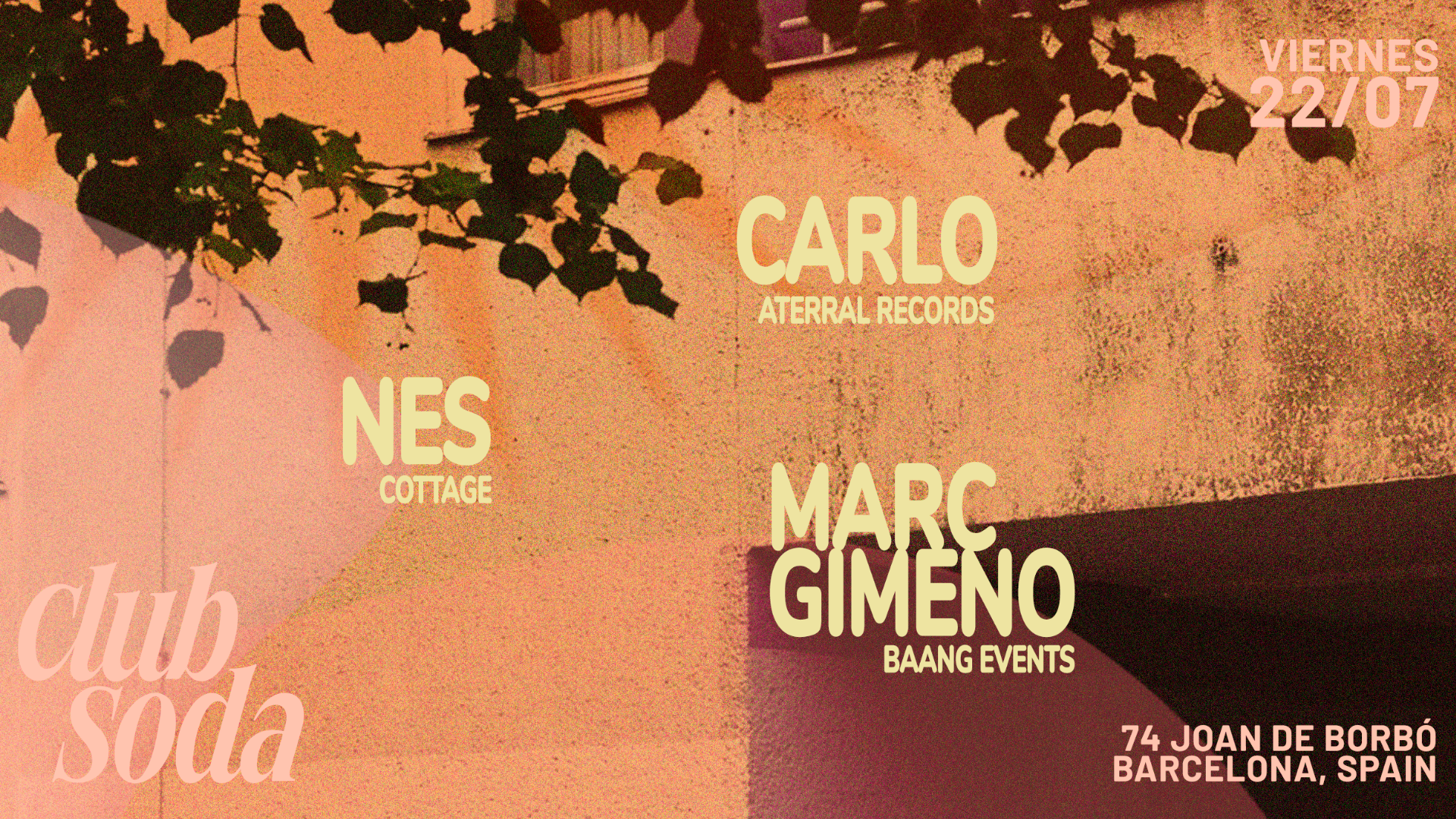 Club Soda presents Cottage: Carlo, Nes & Marc Gimeno image