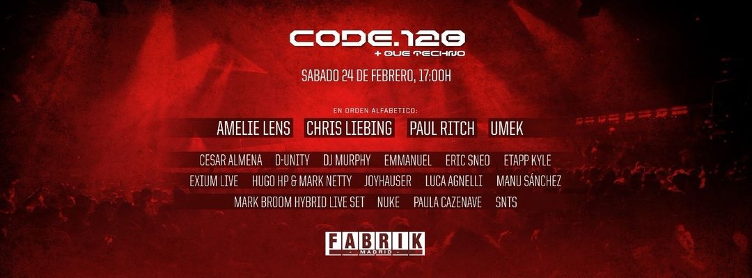 Code 128 | Amelie Lens, Chris Liebing, Paul Ritch, UMEK event cover