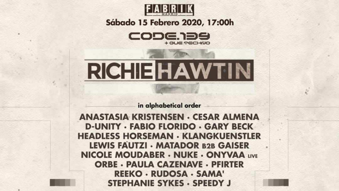 Cartel del evento Code 139: Richie Hawtin