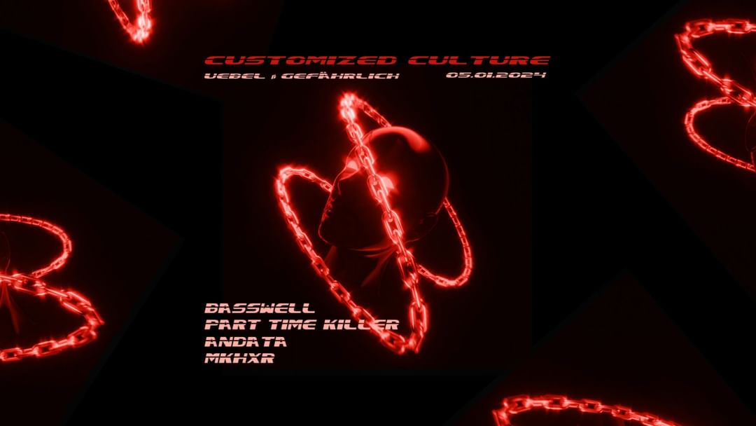 Cartell de l'esdeveniment Customized Culture pres. BASSWELL & PART TIME KILLER @ Uebel&Gefährlich 